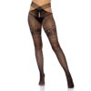 LEG AVENUE - MEDIAS DE RED CON ABERTURA Y ENCAJES EN MUSLO TALLA ÚNICA - Imagen 2