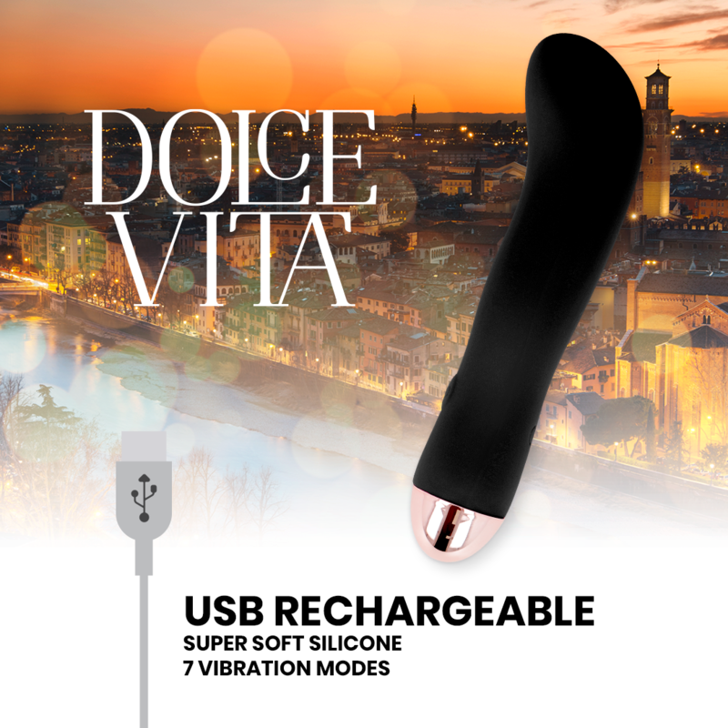 DOLCE VITA - RECHARGEABLE VIBRATOR TWO BLACK 7 SPEED - Imagen 5