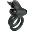 PRETTY LOVE - DOBLE ANILLO VIBRADOR CON ESTIMULADOR NEGRO - Imagen 4