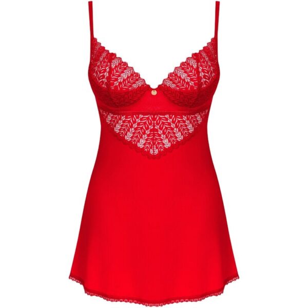 OBSESSIVE - INGRIDIA CHEMISE  TANGA ROJO XS/S - Imagen 5