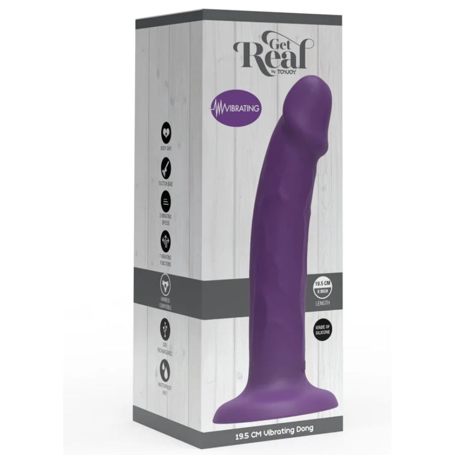 GET REAL - DILDO REALISTA VIBRADOR DE SILICONA MORADO 19.5 CM - Imagen 4