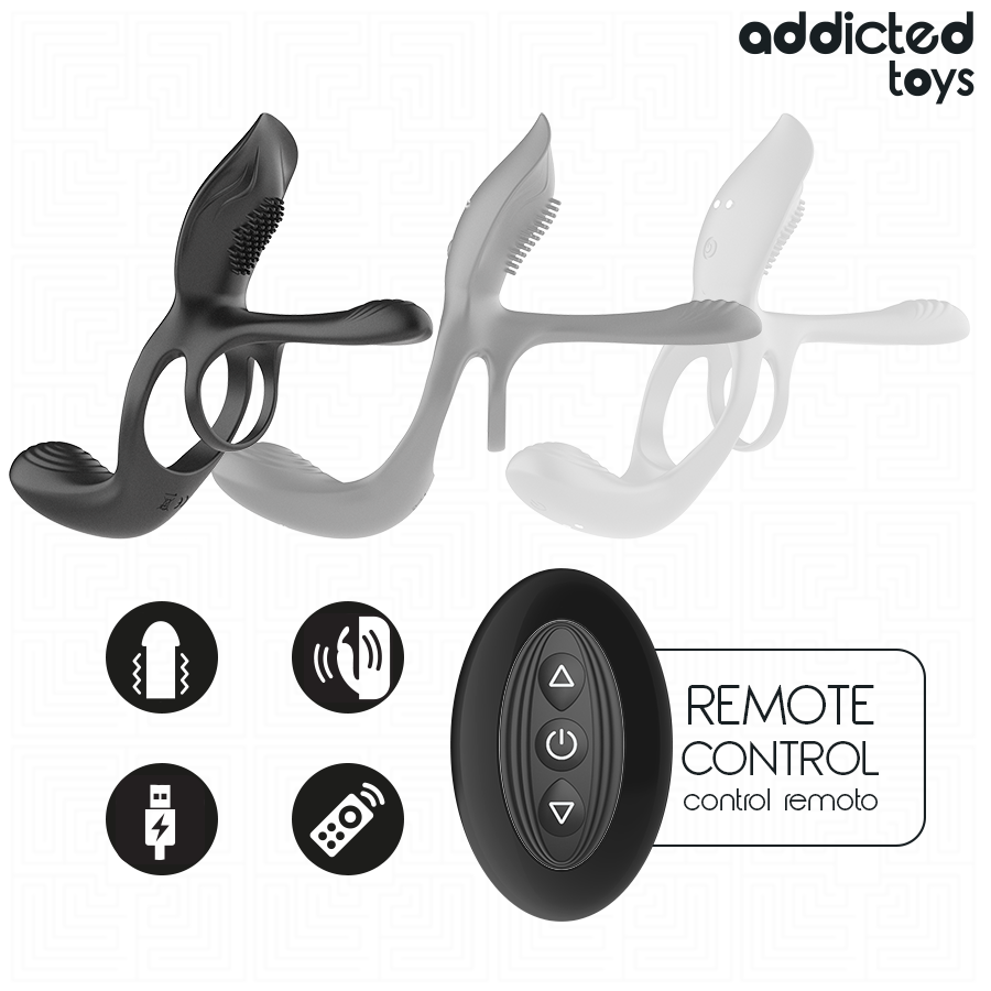 ADDICTED TOYS - DOUBLE PENIS RING WITH CLITORAL STIMULATOR - Imagen 3