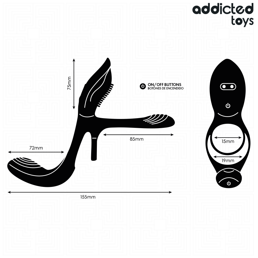 ADDICTED TOYS - DOUBLE PENIS RING WITH CLITORAL STIMULATOR - Imagen 4