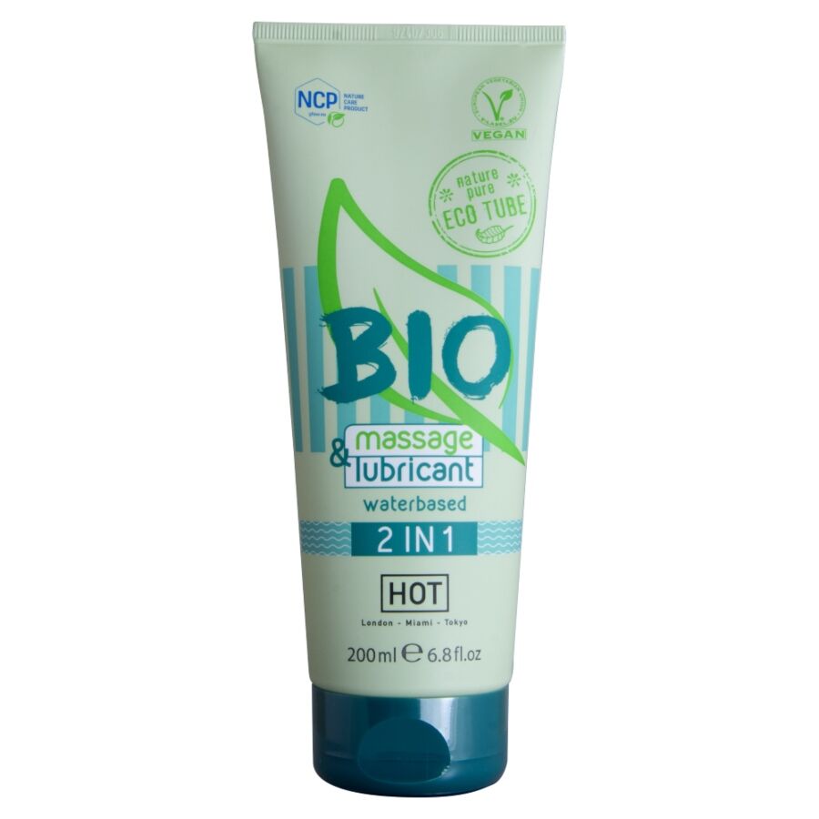 HOT - BIO MASSAGE  LUBRICANTE BASE AGUA 2 EN 1 200 ML