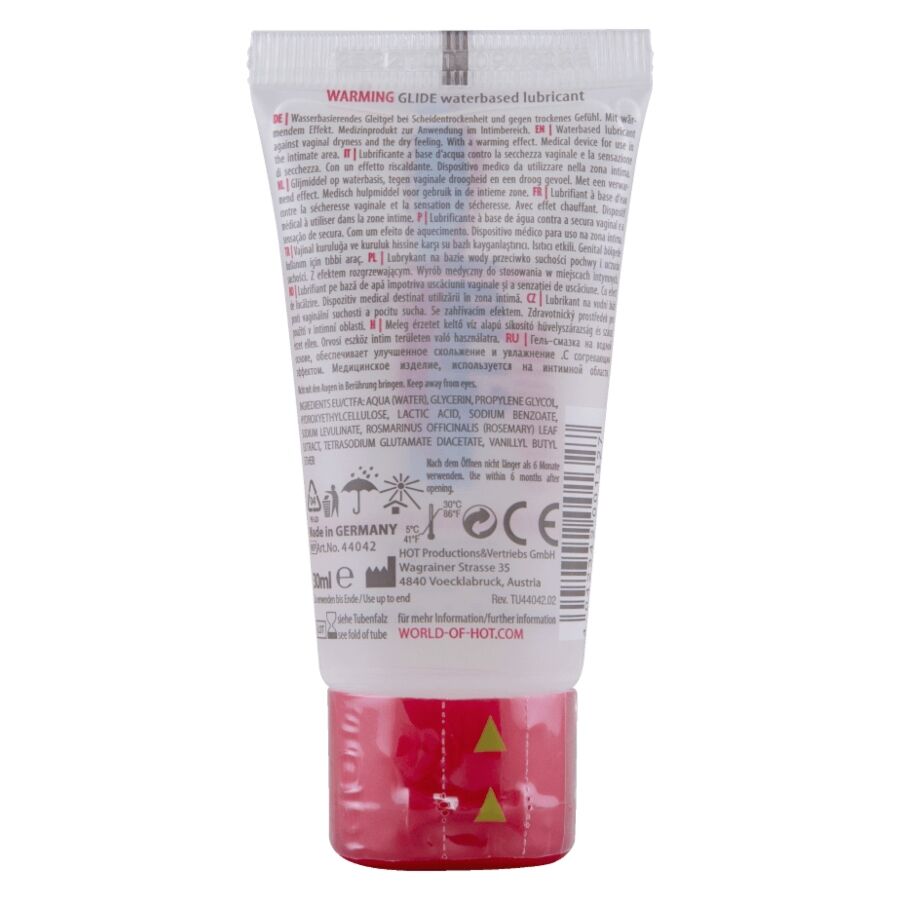 HOT - WARMING GLIDE LIQUID PLEASURE LUBRICANTE BASE AGUA EFECTO CALOR 30 ML - Imagen 2