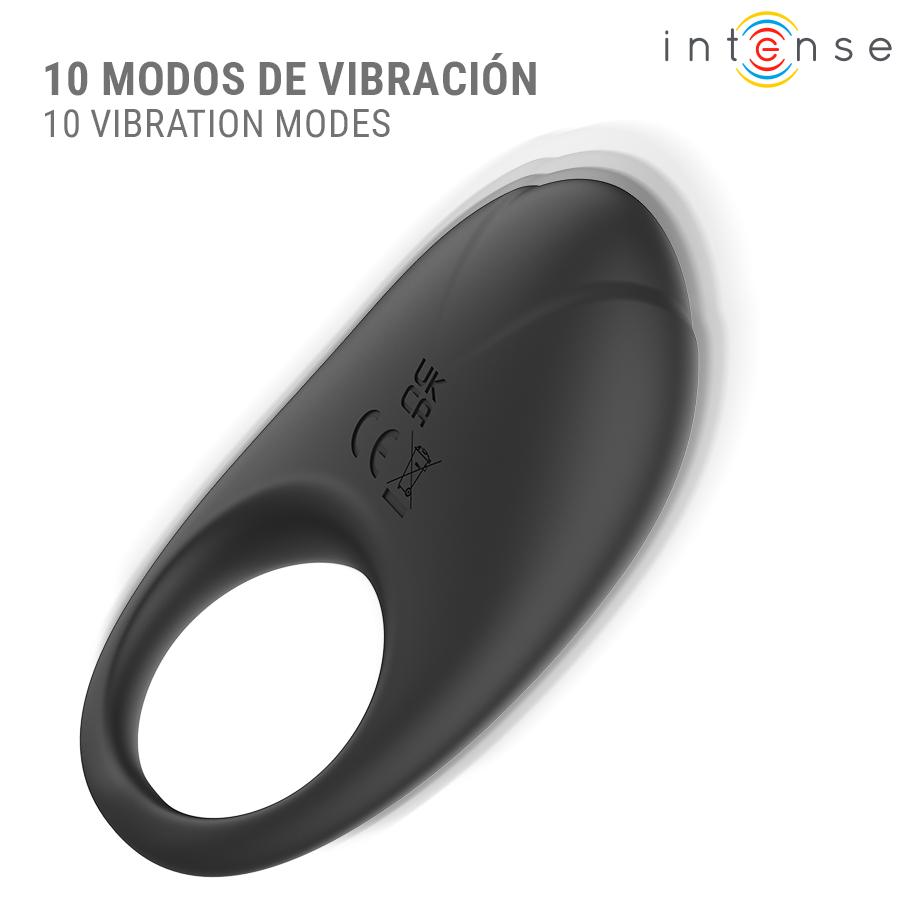 INTENSE - MERLOTTE VIBRATING PENIS RING WITH CLITORIS STIMULATION BLACK - Imagen 3