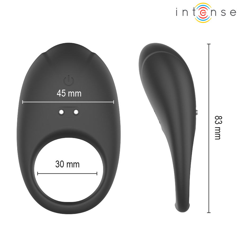 INTENSE - MERLOTTE VIBRATING PENIS RING WITH CLITORIS STIMULATION BLACK - Imagen 5