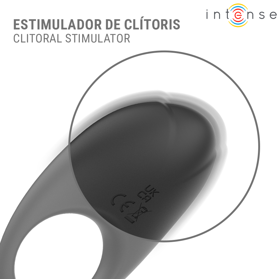 INTENSE - MERLOTTE VIBRATING PENIS RING WITH CLITORIS STIMULATION BLACK - Imagen 4