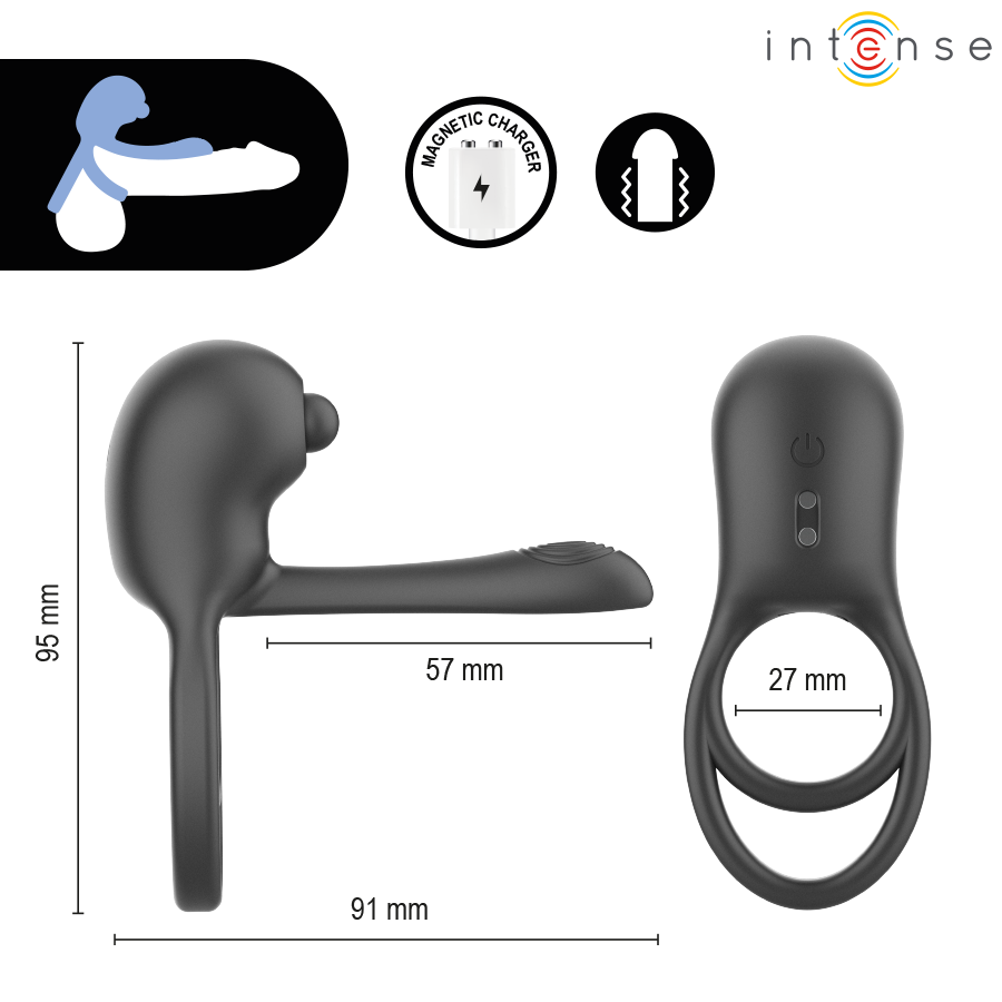 INTENSE - SPIKE REMOTE CONTROL VIBRATING PENIS RING - Imagen 5