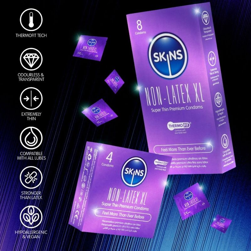 SKINS - LATEX-FREE CONDOMS XL PACK OF 4 - Imagen 3