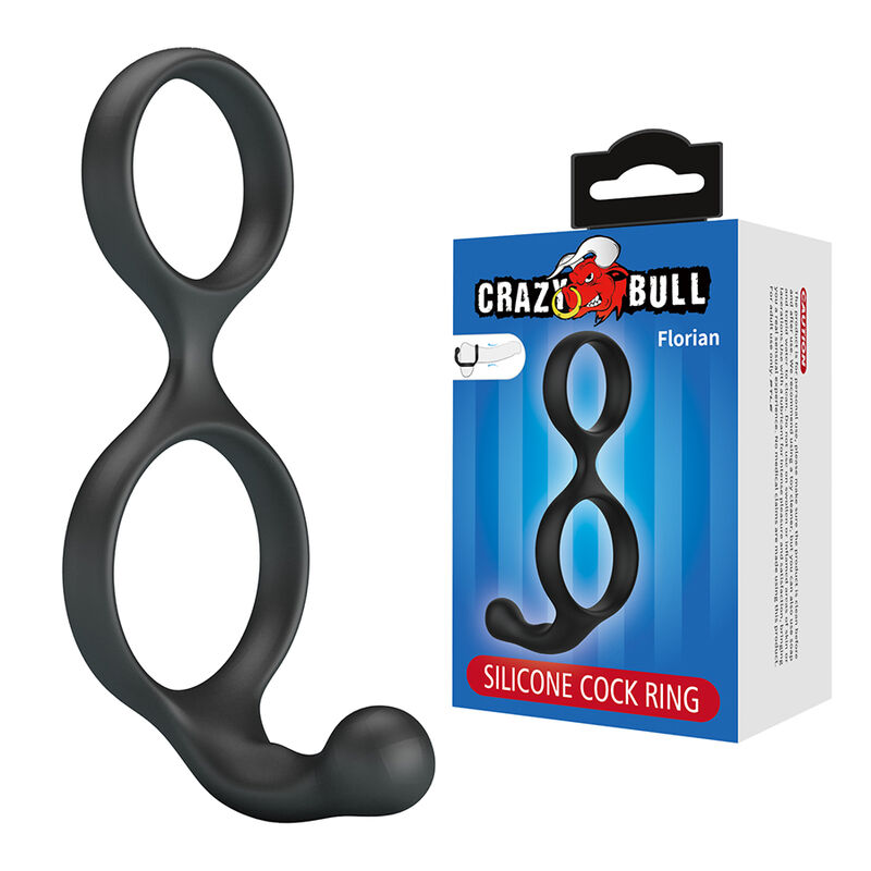 CRAZY BULL - FLORIAN DOUBLE COCK AND BALL RING BLACK - Imagen 2