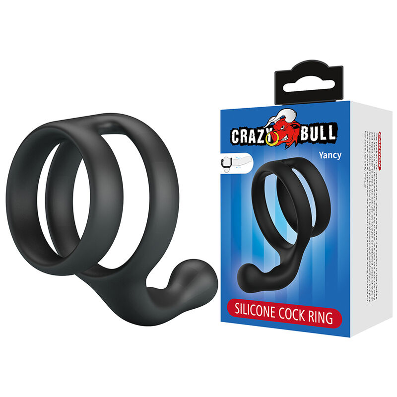 CRAZY BULL - YANCY DOUBLE COCK AND BALL RING BLACK - Imagen 2