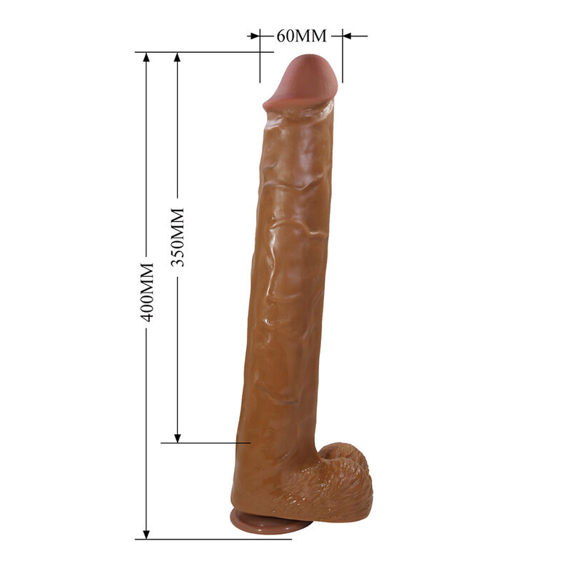 PRETTY LOVE - PAT REALISTIC FLEXIBLE DILDO WITH SUCTION CUP 40 CM -Ø- 6 CM BROWN - Imagen 5