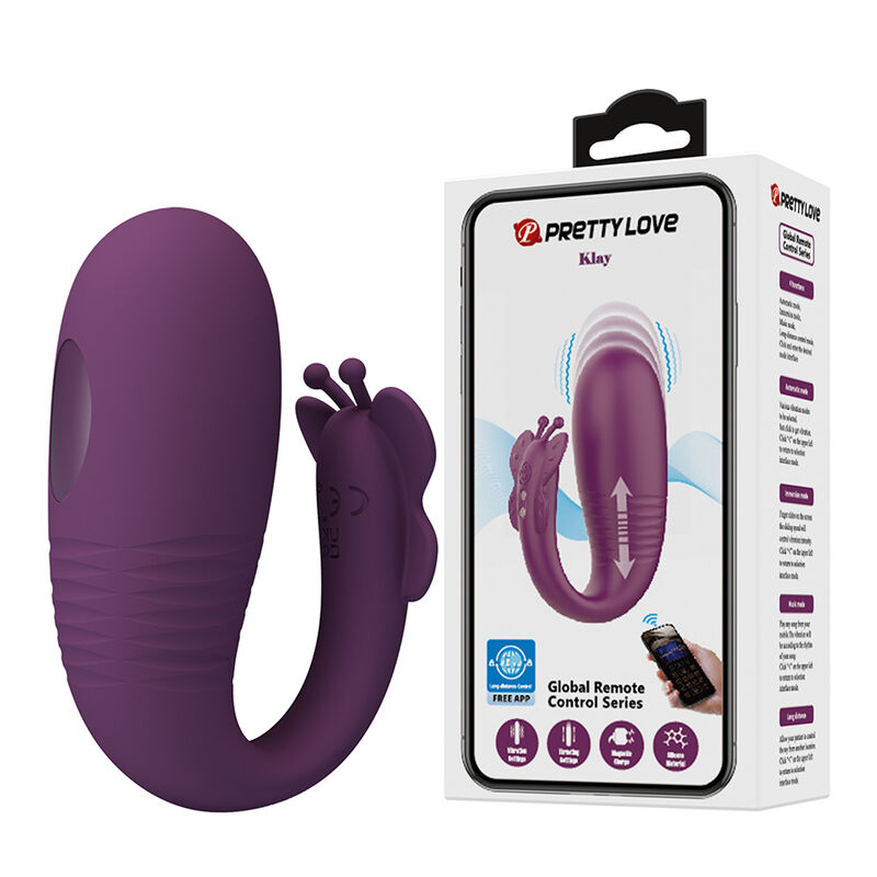 PRETTY LOVE - KLAY THRUSTING EGG VIBRATOR APP CONTROL PURPLE - Imagen 2