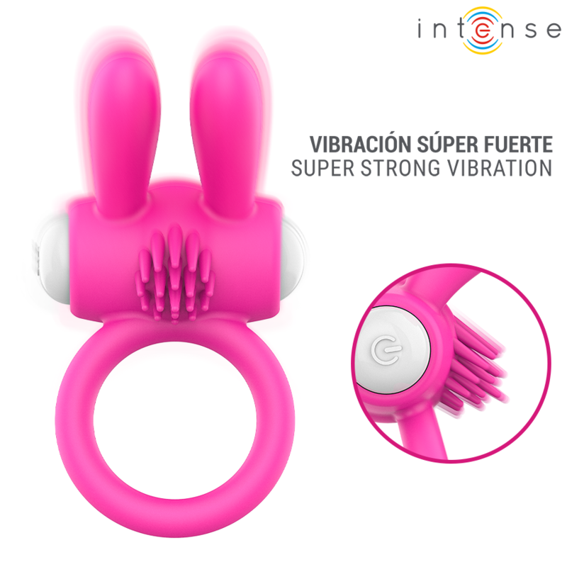 INTENSE - HOPPS VIBRATING PENIS RING WITH CLITORAL STIMULATION PINK - Imagen 3