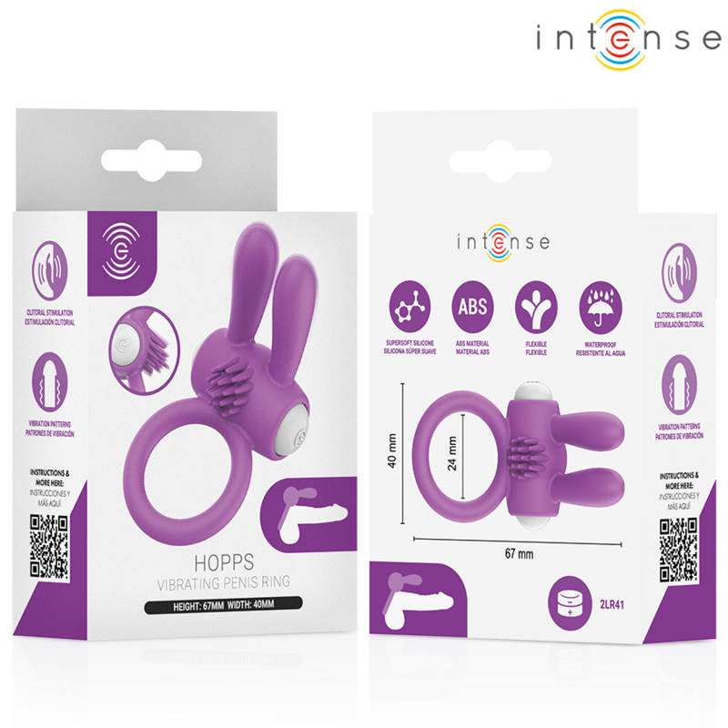 INTENSE - HOPPS VIBRATING PENIS RING WITH CLITORAL STIMULATION PURPLE - Imagen 5