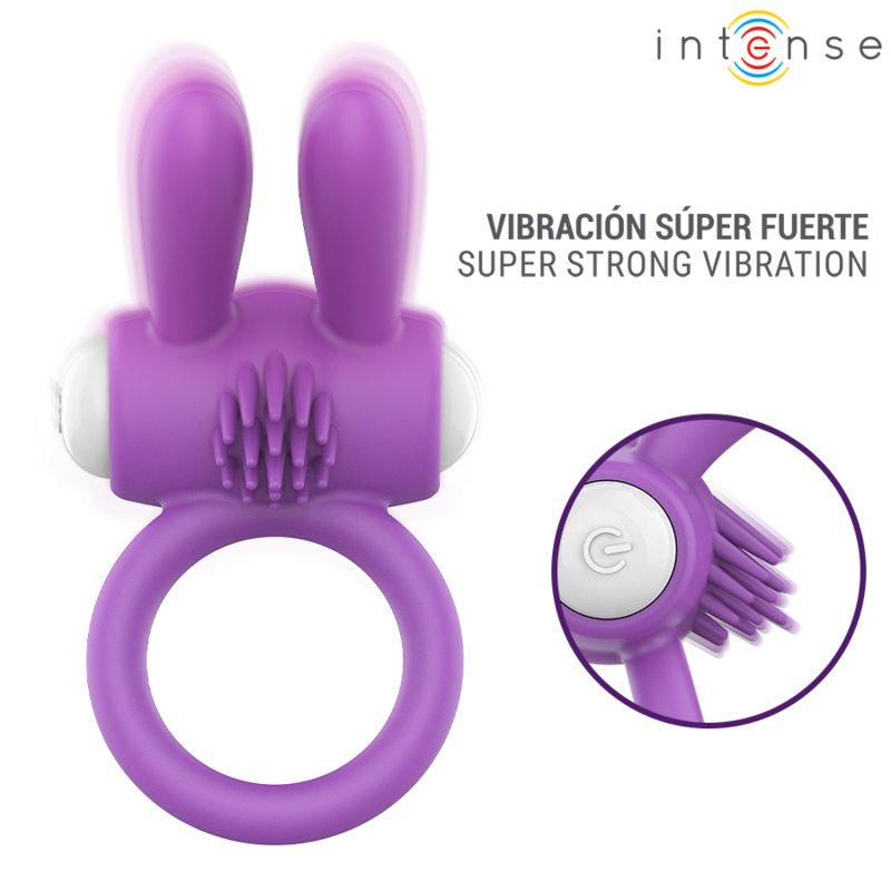 INTENSE - HOPPS VIBRATING PENIS RING WITH CLITORAL STIMULATION PURPLE - Imagen 3