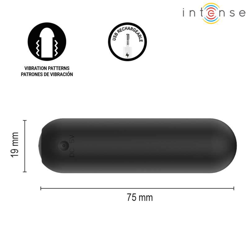 INTENSE - JUDY RECHARGEABLE VIBRATING BULLET WITH REMOTE CONTROL BLACK - Imagen 5