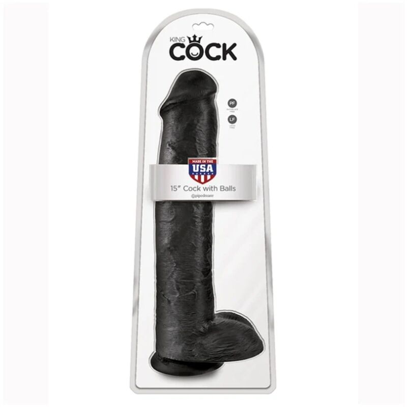 KING COCK - REALISTIC DILDO WITH TESTICLES 38 CM BLACK - Imagen 5