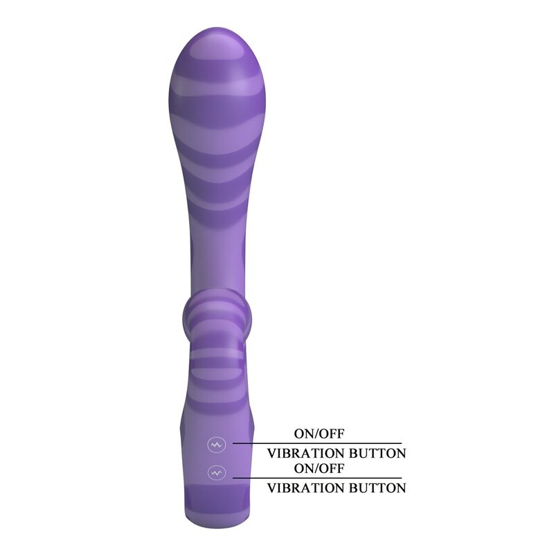 PRETTY LOVE - SUMMER DOUBLE-ENDED VIBRATOR WITH HANDLE 19 CM Ø 3.5 CM PURPLE - Imagen 4