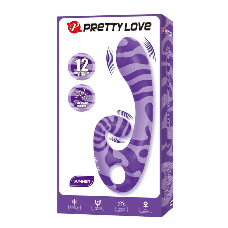 PRETTY LOVE - SUMMER DOUBLE-ENDED VIBRATOR WITH HANDLE 19 CM Ø 3.5 CM PURPLE - Imagen 3