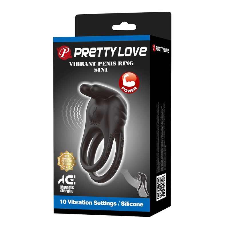 PRETTY LOVE - SINI RECHARGEABLE VIBRATING COCK RING 10 FUNCTIONS BLACK - Imagen 3