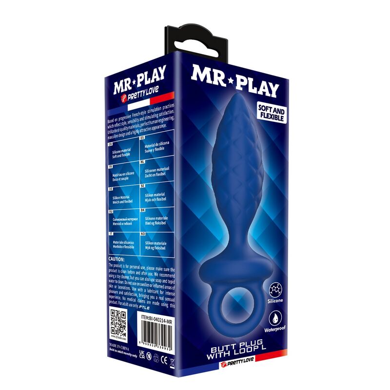 MR PLAY - TEXTURED ANAL PLUG WITH RING BLUE L - Imagen 3