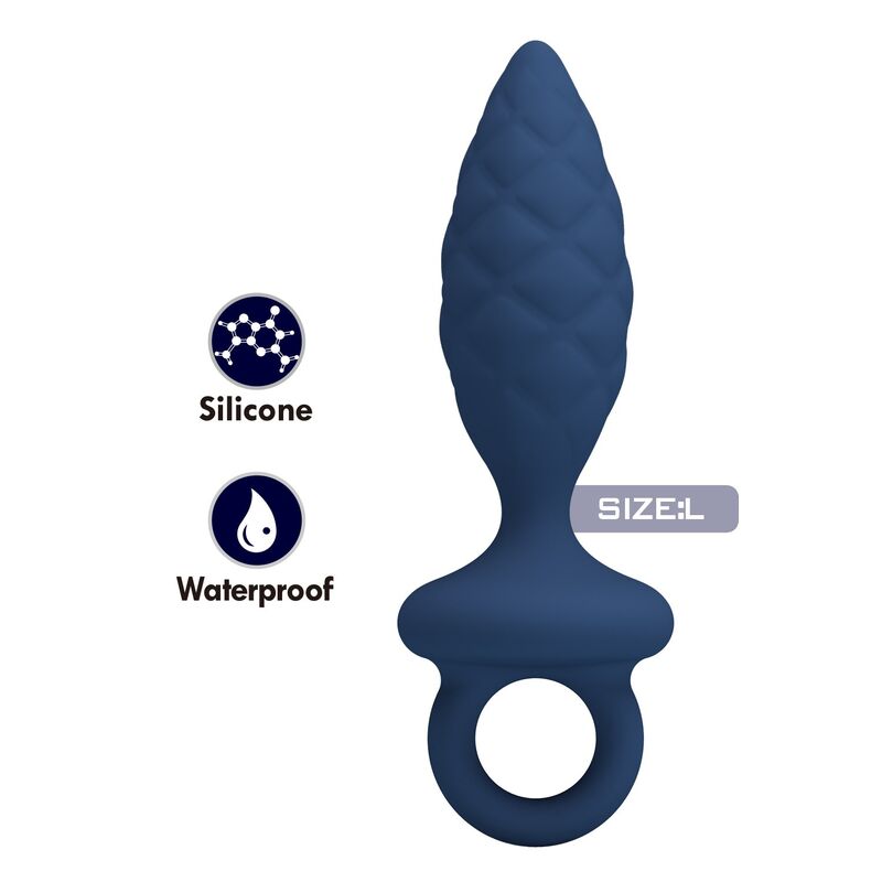 MR PLAY - TEXTURED ANAL PLUG WITH RING BLUE L - Imagen 2