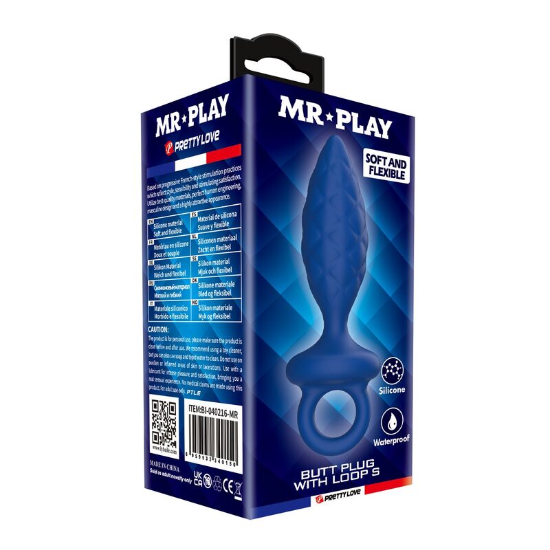 MR PLAY - TEXTURED ANAL PLUG WITH RING BLUE S - Imagen 3