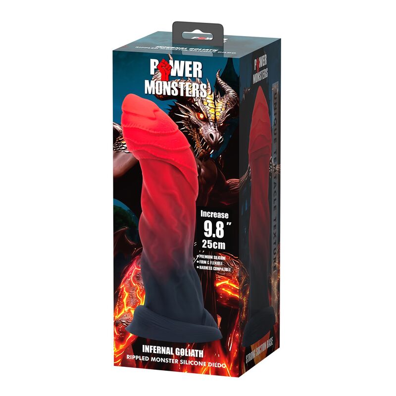 POWER MONSTERS - INFERNAL GOLIATH BICOLOR FANTASY SILICONE DILDO 25 CM Ø 6 CM - Imagen 2