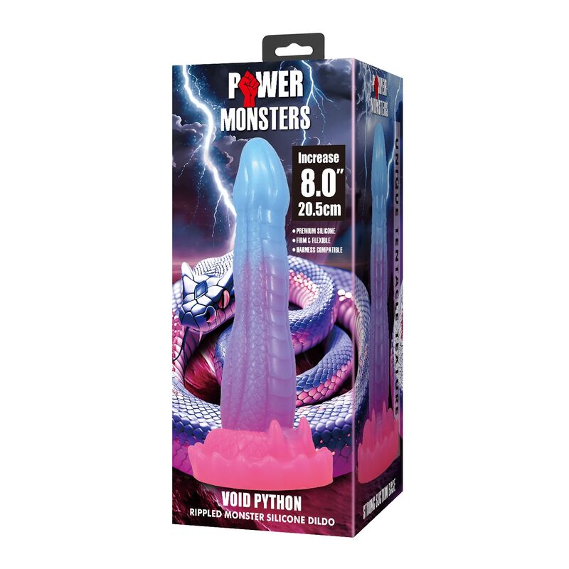 POWER MONSTERS - VOID PYTHON FANTASY DILDO WITH SUCTION CUP 20.5 CM Ø 5.2 CM BLUE, PURPLE PINK - Imagen 2