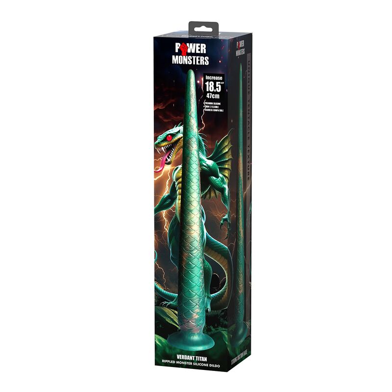 POWER MONSTERS - WILDWYRM TAIL BICOLOR FANTASY SILICONE DILDO 47 CM Ø 4 CM - Imagen 2