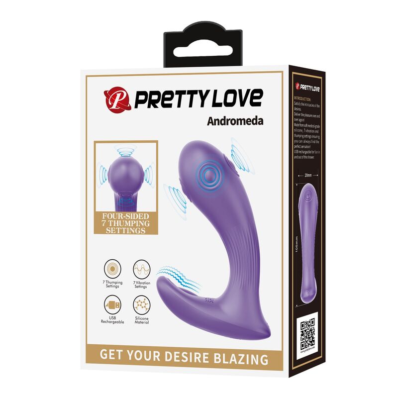 PRETTY LOVE - ANDROMEDA RECHARGEABLE DUAL STIMULATION VIBRATOR PURPLE - Imagen 4