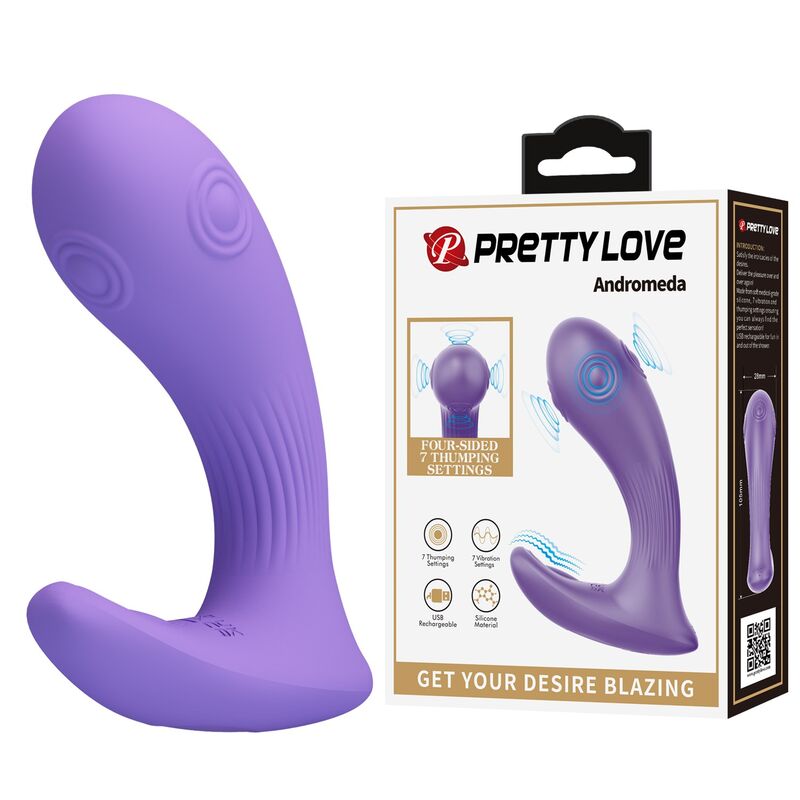 PRETTY LOVE - ANDROMEDA RECHARGEABLE DUAL STIMULATION VIBRATOR PURPLE - Imagen 2