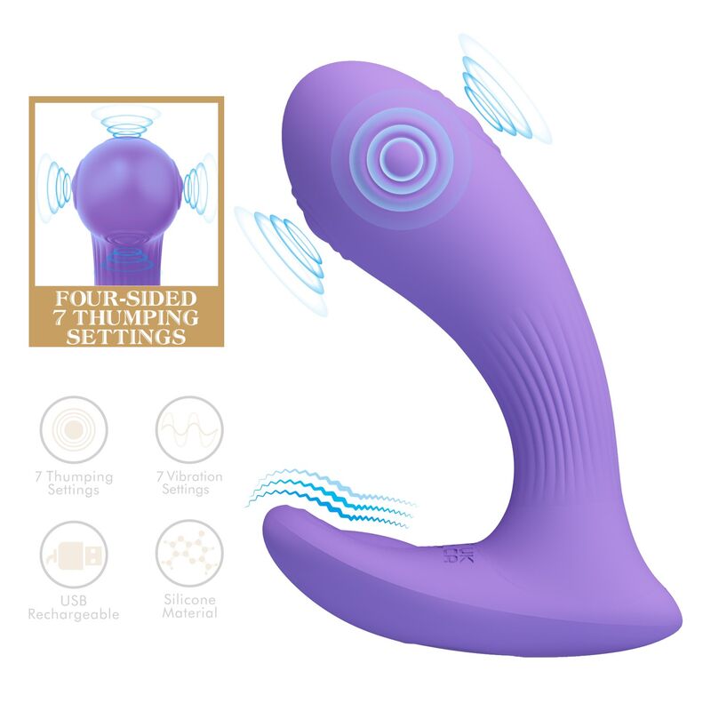 PRETTY LOVE - ANDROMEDA RECHARGEABLE DUAL STIMULATION VIBRATOR PURPLE - Imagen 3