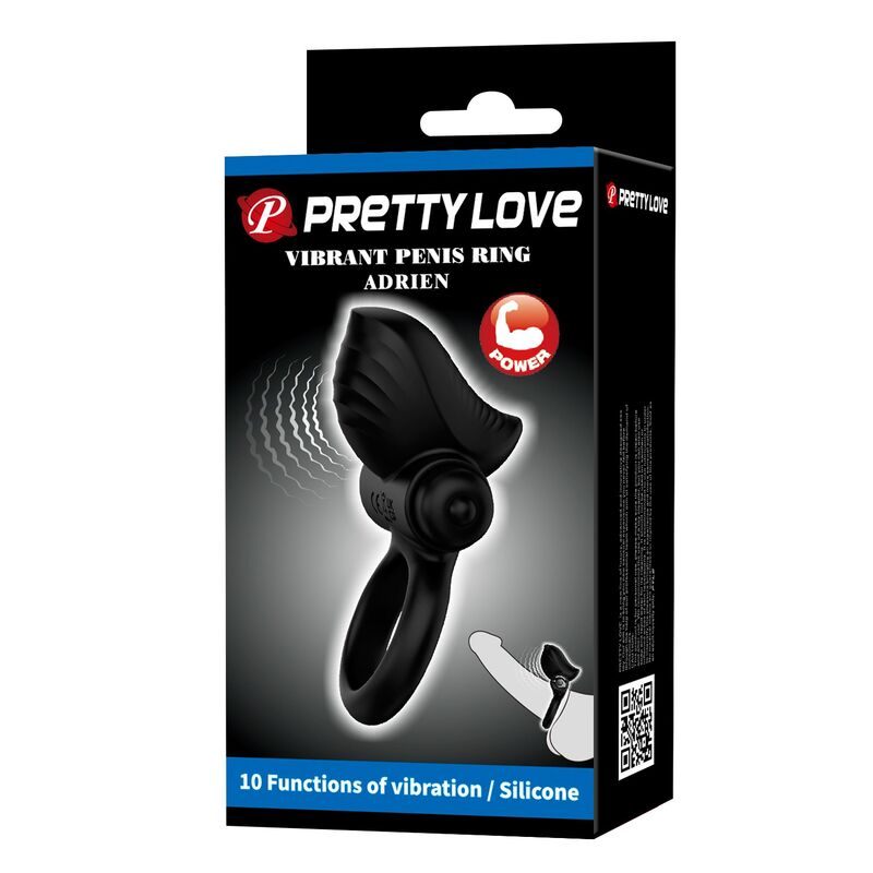 PRETTY LOVE - ADRIEN VIBRATING PENIS RING 10 FUNCTIONS BLACK - Imagen 3
