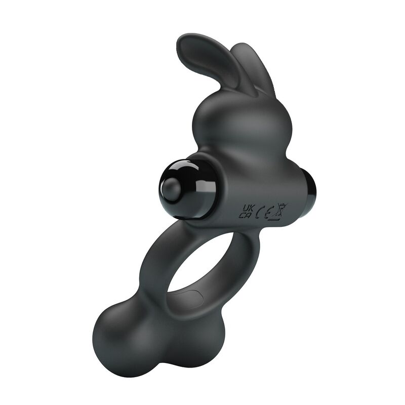 PRETTY LOVE - VIBRATING PENIS RING WITH BUNNY STIMULATOR 10 FUNCTIONS BLACK - Imagen 2