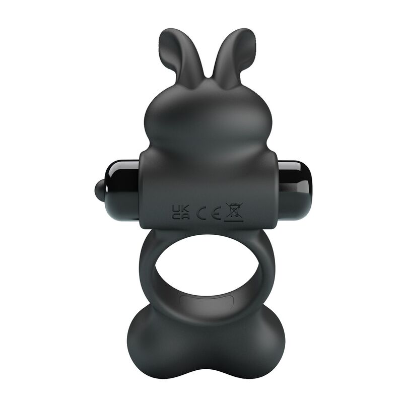 PRETTY LOVE - VIBRATING PENIS RING WITH BUNNY STIMULATOR 10 FUNCTIONS BLACK - Imagen 5