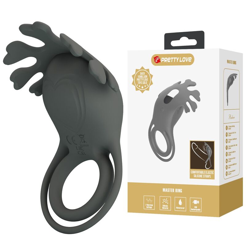 PRETTY LOVE - RECHARGEABLE VIBRATING RING WITH STIMULATOR - Imagen 3