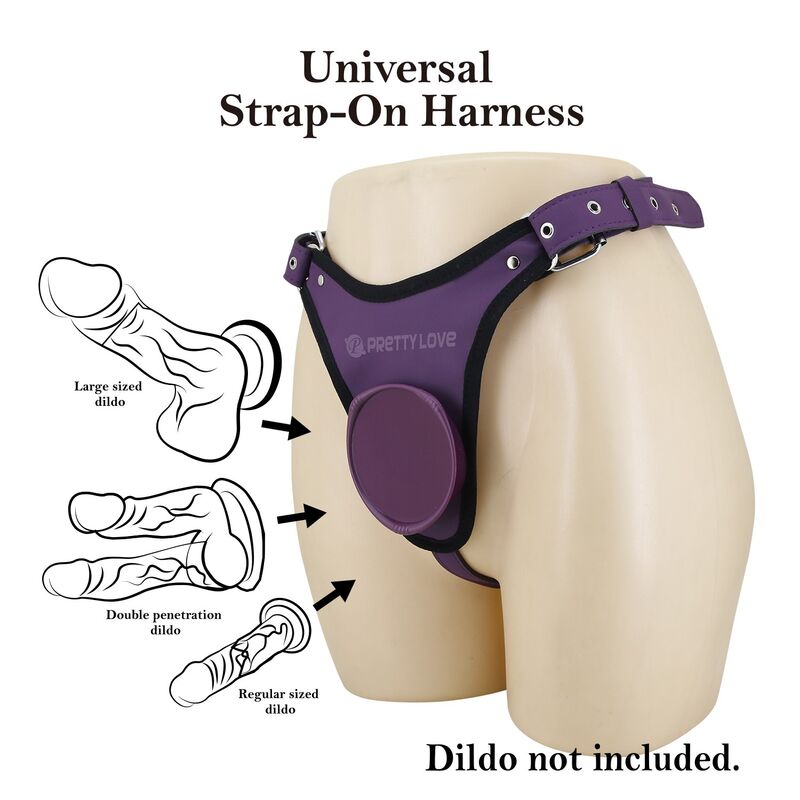 PRETTY LOVE - UNIVERSAL STRAP-ON HARNESS BRIEFS PURPLE AND BLACK - Imagen 5