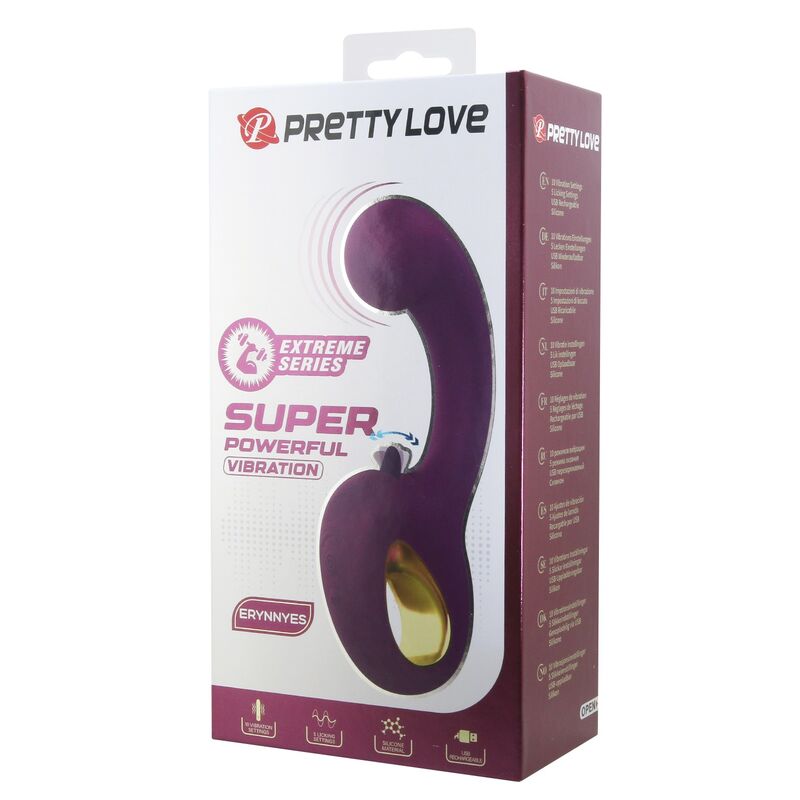 PRETTY LOVE - BRYNNLEE RECHARGEABLE VIBRATOR WITH ORAL STIMULATOR 10 VIBRATIONS 5 LICKING FUNCTIONS PURPLE - Imagen 3