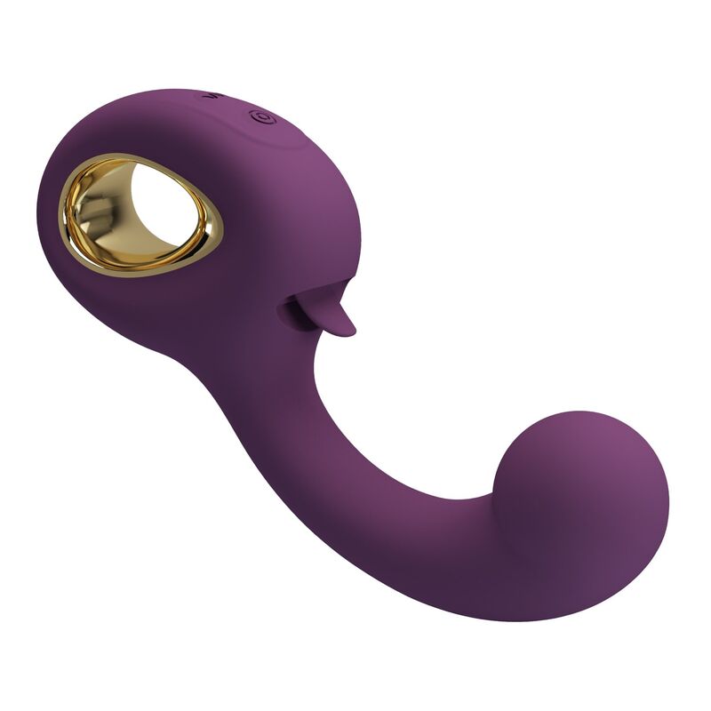 PRETTY LOVE - BRYNNLEE RECHARGEABLE VIBRATOR WITH ORAL STIMULATOR 10 VIBRATIONS 5 LICKING FUNCTIONS PURPLE - Imagen 5