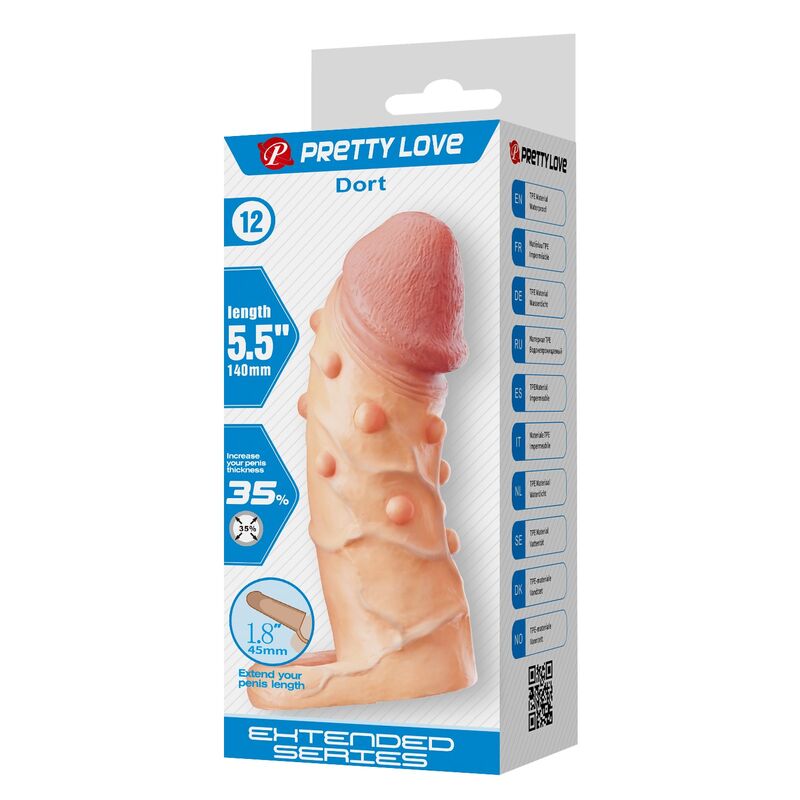 PRETTY LOVE - DORT PENIS EXTENSION SLEEVE 14 CM Ø 4 CM NATURAL - Imagen 3