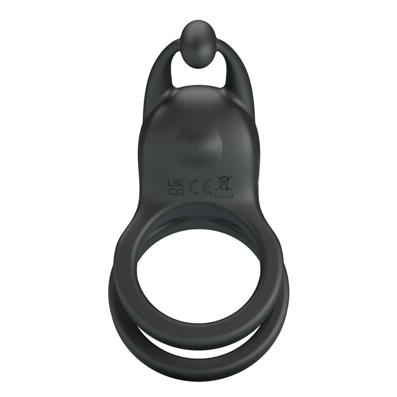 PRETTY LOVE - GOODWIN RECHARGEABLE DOUBLE VIBRATING COCK RING BLACK - Imagen 5