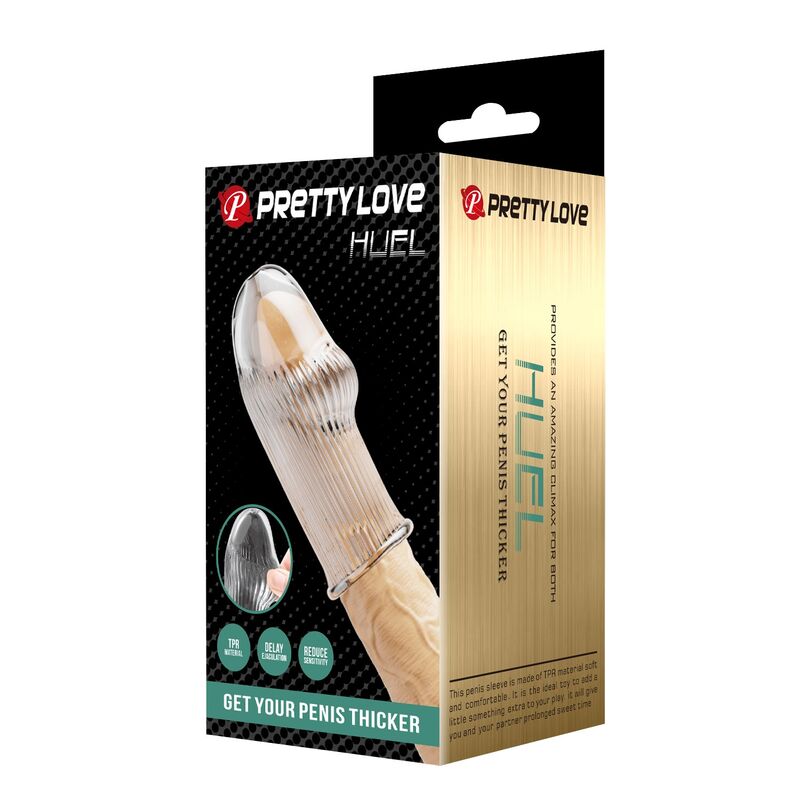 PRETTY LOVE - HUEL PENIS SLEEVE GET YOUR PENIS THICKER TRANSPARENT - Imagen 3