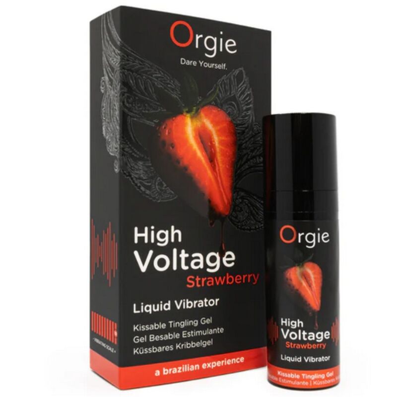 ORGIE - HIGH VOLTAGE STRAWBERRY EXTRA STRONG KISSABLE LIQUID VIBRATOR 15 ML - Imagen 2