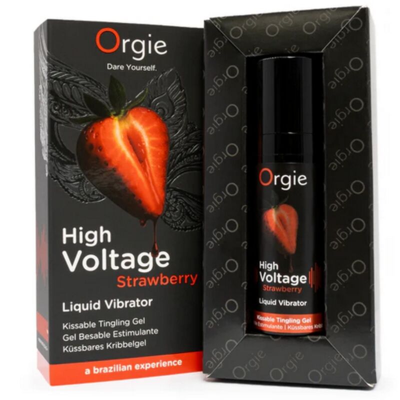ORGIE - HIGH VOLTAGE STRAWBERRY EXTRA STRONG KISSABLE LIQUID VIBRATOR 15 ML - Imagen 3