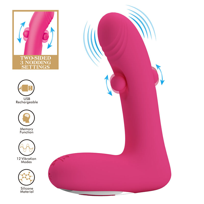 PRETTY LOVE - DUDEN RECHARGEABLE SILICONE VIBRATOR 12 VIBRATION MODES AND 3 ROCKING MODES PINK - Imagen 2