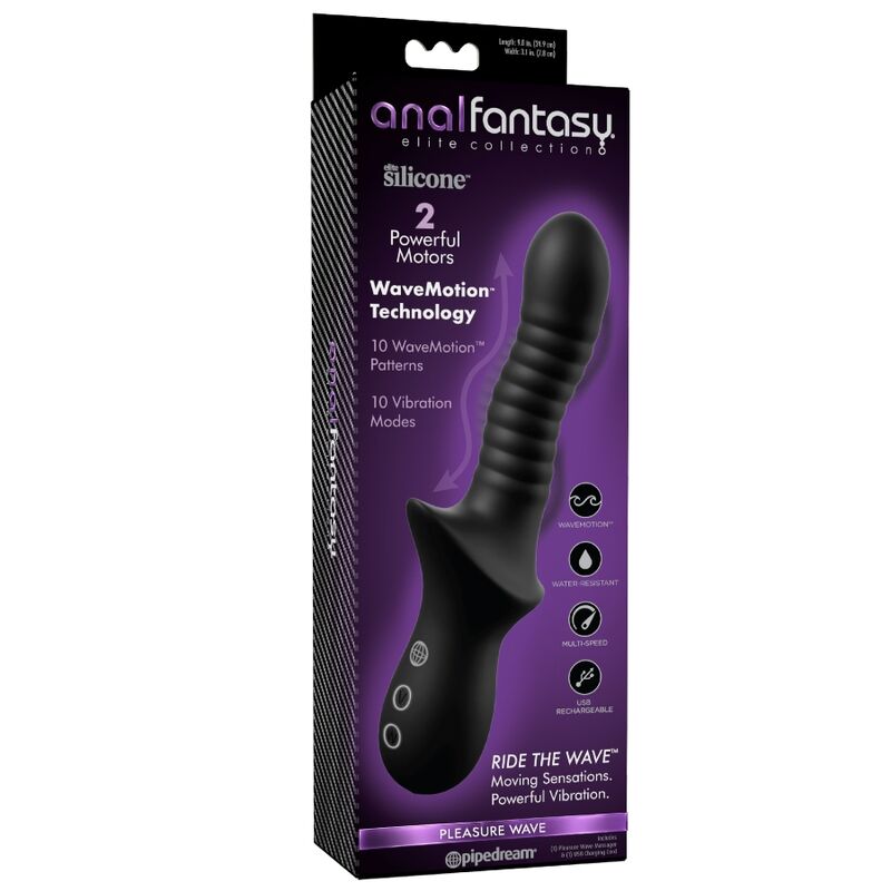 ANAL FANTASY ELITE - PLEASURE WAVE RECHARGEABLE BLACK ANAL MASSAGER - Imagen 3