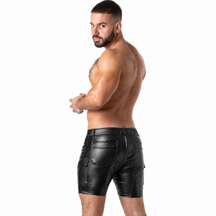 LOCKER GEAR - PUNCH HOLE LEATHERETTE PANTALÓN CORTO CARGO NEGRO S - Imagen 3